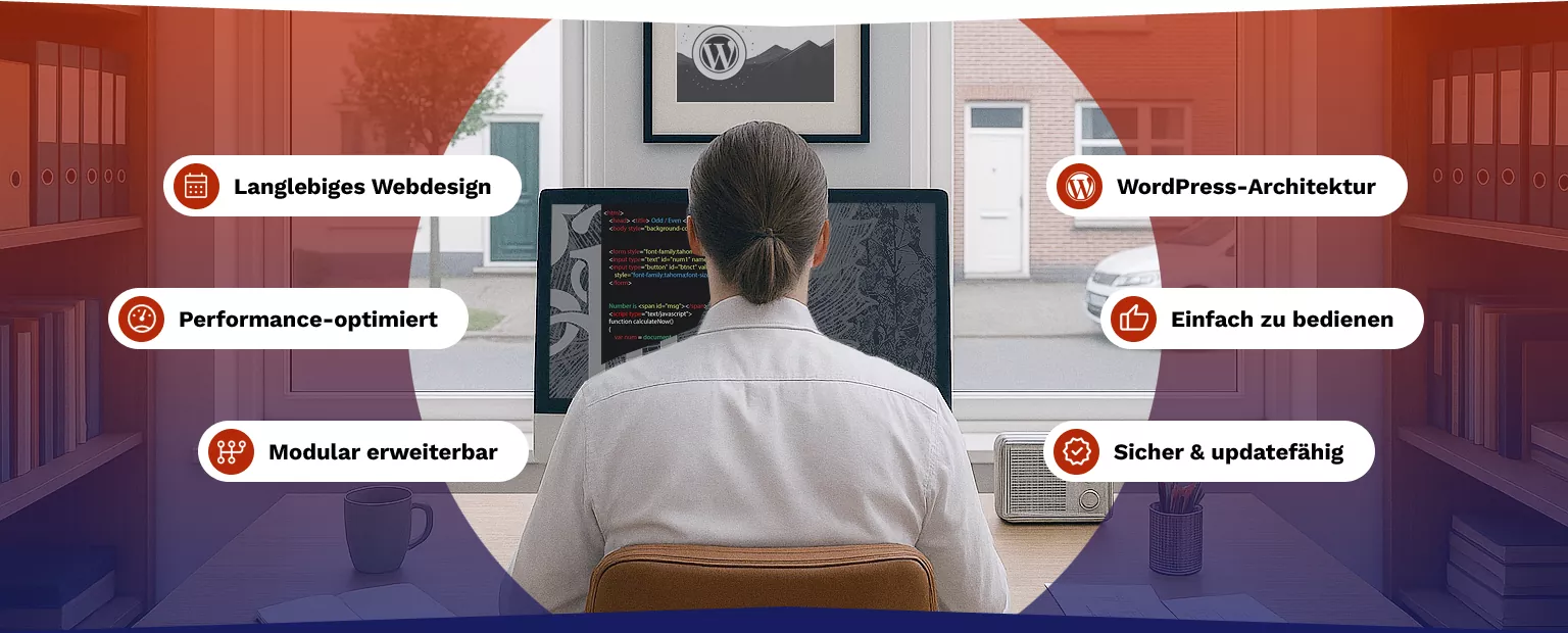 Das Bild zeigt einen modernen, minimalistischen Arbeitsbereich.